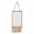 Love Frankie brass rectangular mirror with grass fringe