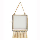 Love Frankie brass square mirror with grass fringe