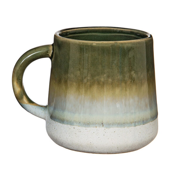 Dip Glazed Tea Mug In Forest Green and Bone
