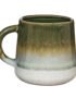 Dip Glazed Tea Mug In Forest Green and Bone