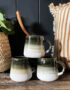 Dip Glazed Tea Mug In Forest Green and Bone