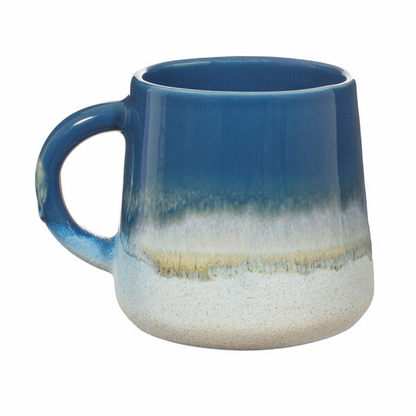 Dip Glazed Tea Mug In Lapis Blue and Bone