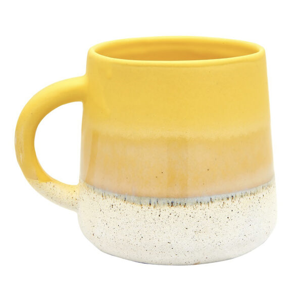Dip Glazed Tea Mug In Sunshine Yellow and Bone