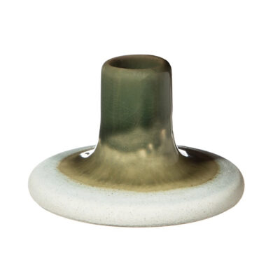 Love Frankie glazed candle holder in forest green