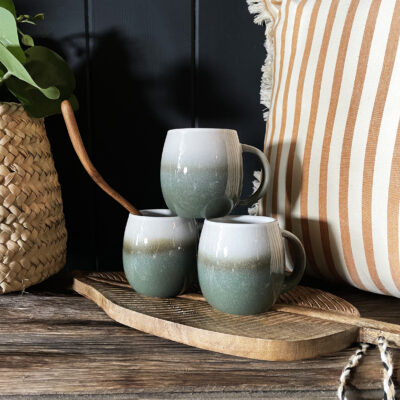 Ombre Glazed Mug In Forest Green and Bone