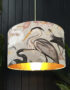 Love Frankie velvet lampshade bird song bone gold lining