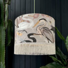 Love Frankie velvet lampshade bird song bone gold lining fringing