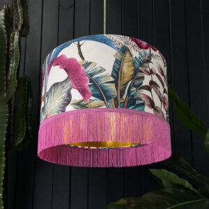 Love Frankie velvet lampshade ice jungle gold lining fringing