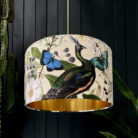Love Frankie mythical plumes velvet lampshade parchment gold lining