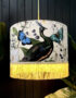Love Frankie mythical plumes velvet lampshade parchment gold lining fringing