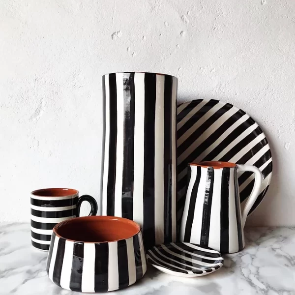 Vertical Stripes Monochrome Ceramic Collection