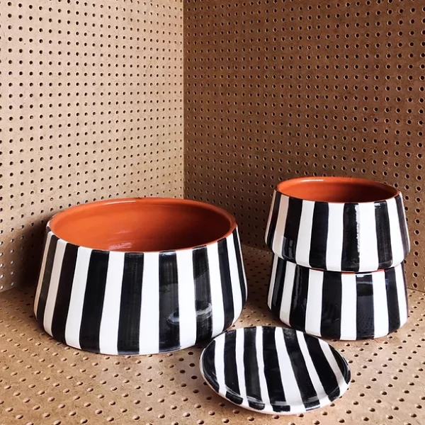 Monochrome Black and White Stripe Bowls
