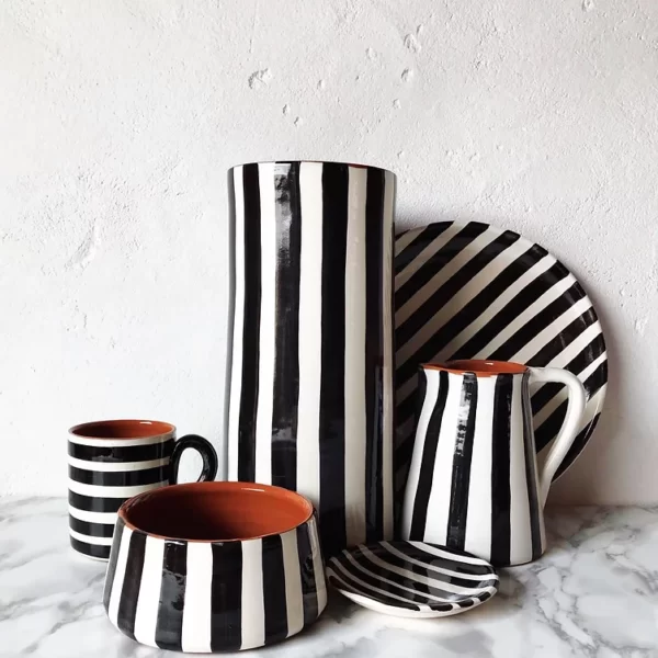 Monochrome Black and White Stripe Vases