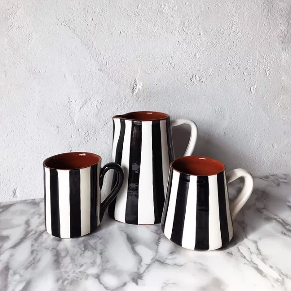 Vertical Stripes Monochrome Cups and Jugs