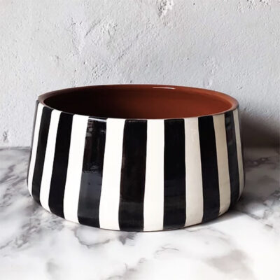 Monochrome Black and White Stripe Bowl - Large