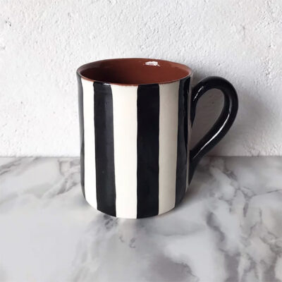 Vertical Stripe Monochrome Black and White Cup