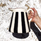 Monochrome Black and White Stripe Pitcher - Large