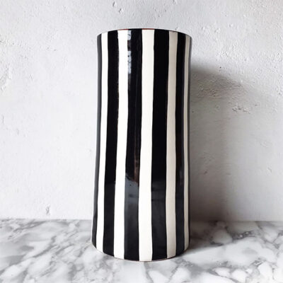 Monochrome Black and White Stripe Vase - Large