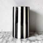 Monochrome Black and White Stripe Vase - Medium