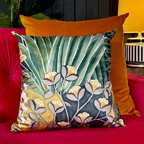 Love Frankie rust velvet cushion
