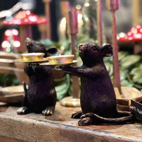 Love Frankie black mouse candle holder