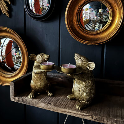 Love Frankie gold mouse candle holder