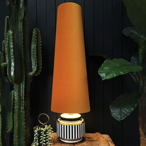 Love Frankie rust velvet oversized cone lampshade