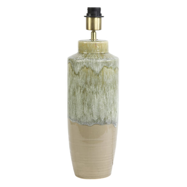 Large 70's Inspired Ceramic Lamp in Sage & Bone