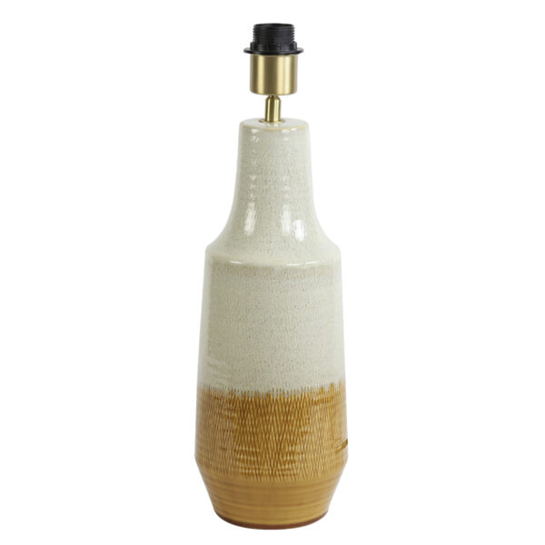 70's Inspired Ceramic Lamp in Tan & Bone