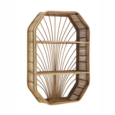 Rectangular Boho Fanned Rattan Shelf