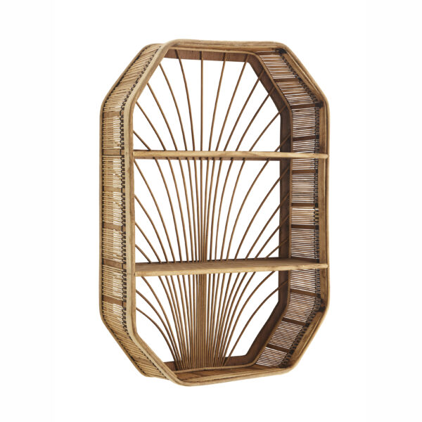 Rectangular Boho Fanned Rattan Shelf