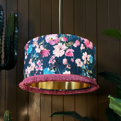 Love Frankie Woodstock Lampshade gold lining kingfisher