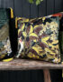Love Frankie brushwood velvet cushion with yellow tassels