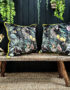 love Frankie fools paradise velvet cushion with yellow piping