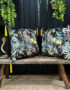 love Frankie fools paradise velvet cushion with yellow tassels