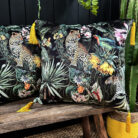 love Frankie fools paradise velvet cushion with yellow tassels