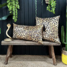 love Frankie luxe leopard velvet bolster cushion with black tassels