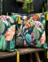 Love Frankie magic fruits velvet cushion with yellow tassels