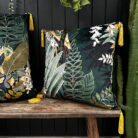 Love Frankie paradise lost velvet cushion with yellow tassels