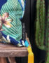Love Frankie rainforest velvet cushion with yellow tassels