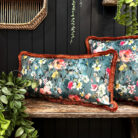 Hazy Meadow Cushion In Fly Catcher with Peach Fringe - Bolster
