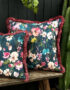 Hazy Meadow Cushions In Kingfisher with Rose Fringe