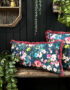 Hazy Meadow Cushion In Kingfisher with Rose Fringe - Bolster