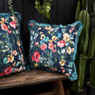 Hazy Meadow Cushion In Moonshine with Aqua Fringe - Medium