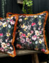 Hazy Meadow Cushion In Plum Pudding with Pumpkin Fringe - Large