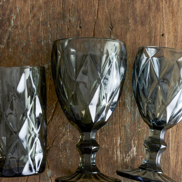 Faceted Glass collection in Smoke Grey
