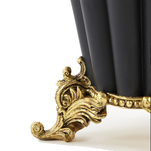 Matt Black Onion Lamp With Antique Brass Feet - Close up