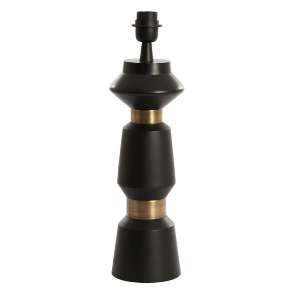 Matt Black Pillar Lamp with Antique Bronze Bands - SMALL
