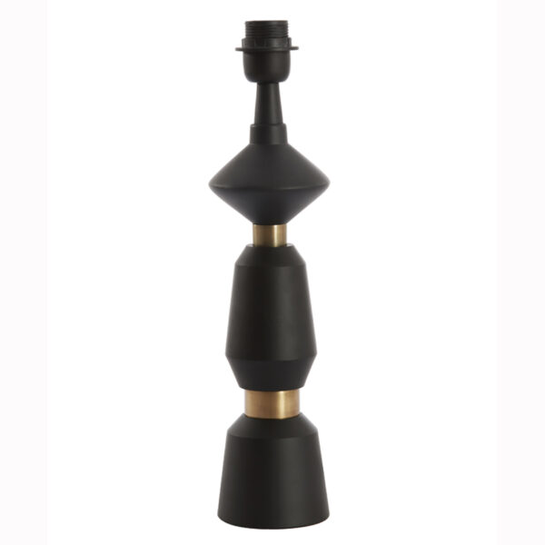 Matt Black Pillar Lamp with Antique Bronze Bands - MEDIUM