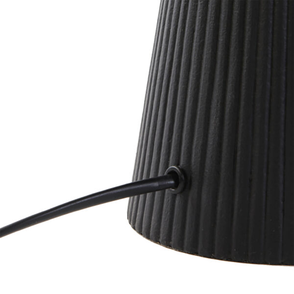 Matt Black Pleated Ball Lamp - Close up